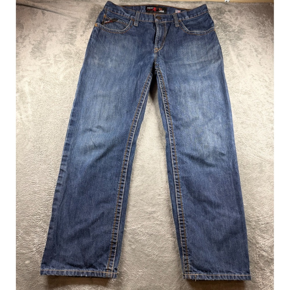 Ariat FR M3 Loose Jeans Mens 34x30 Flame Resistant Work Denim Blue USA Fabric